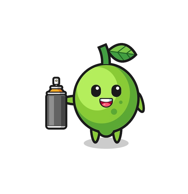 The cute lime as a graffiti bomber , cute design