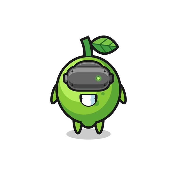 Cute lime using VR headset cute design