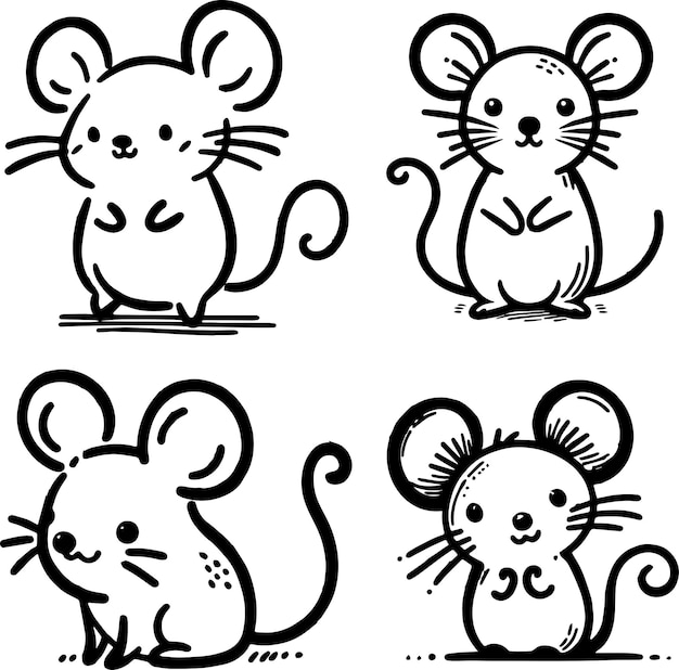 Cute line art mouse illustration