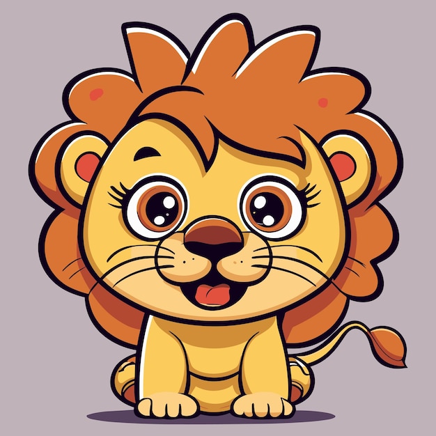 Cute lion cartoon character isolated background vector illustration