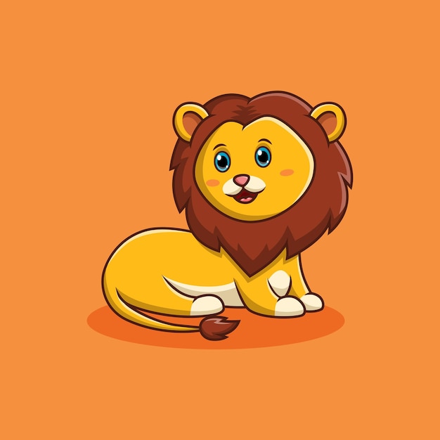 Cute lion cartoon character isolated background vector illustration