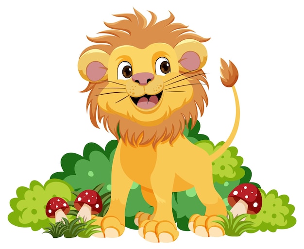 Vector cute lion cartoon character