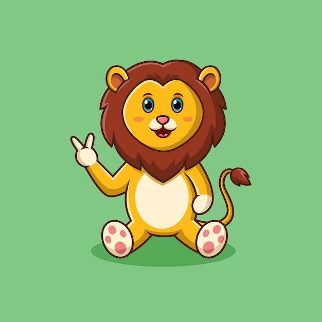 Cute lion cartoon happiness vector illustration