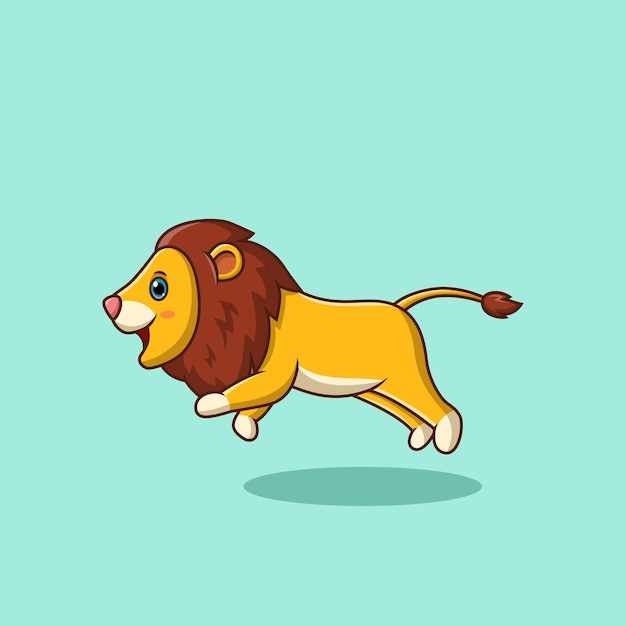 Cute lion cartoon jumping Vector illustration