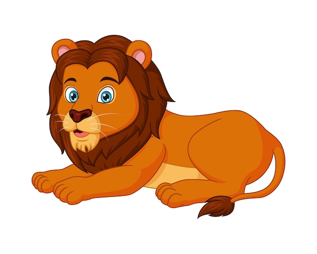 Cute lion cartoon lying down