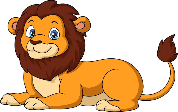 Vector cute lion cartoon lying down