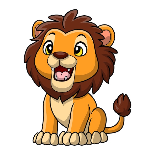 Cute lion cartoon on white background