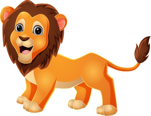 Vector cute lion cartoon on white background