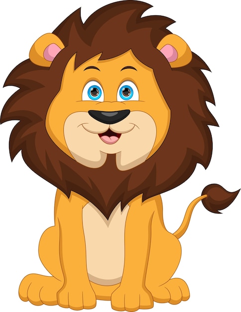 Vector cute lion cartoon on white background