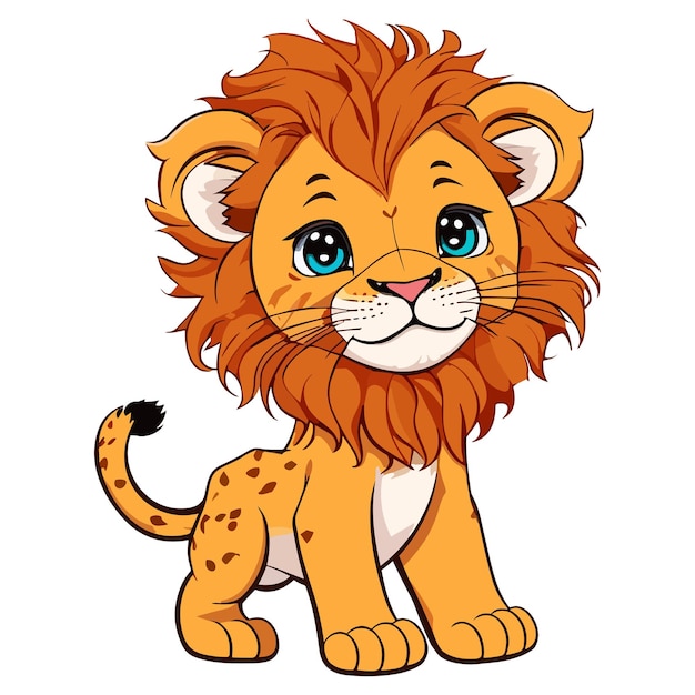 Cute Lion Cartoon On White Background