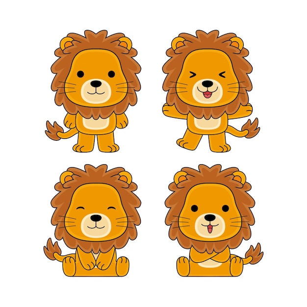 Vector cute lion character vector illustration