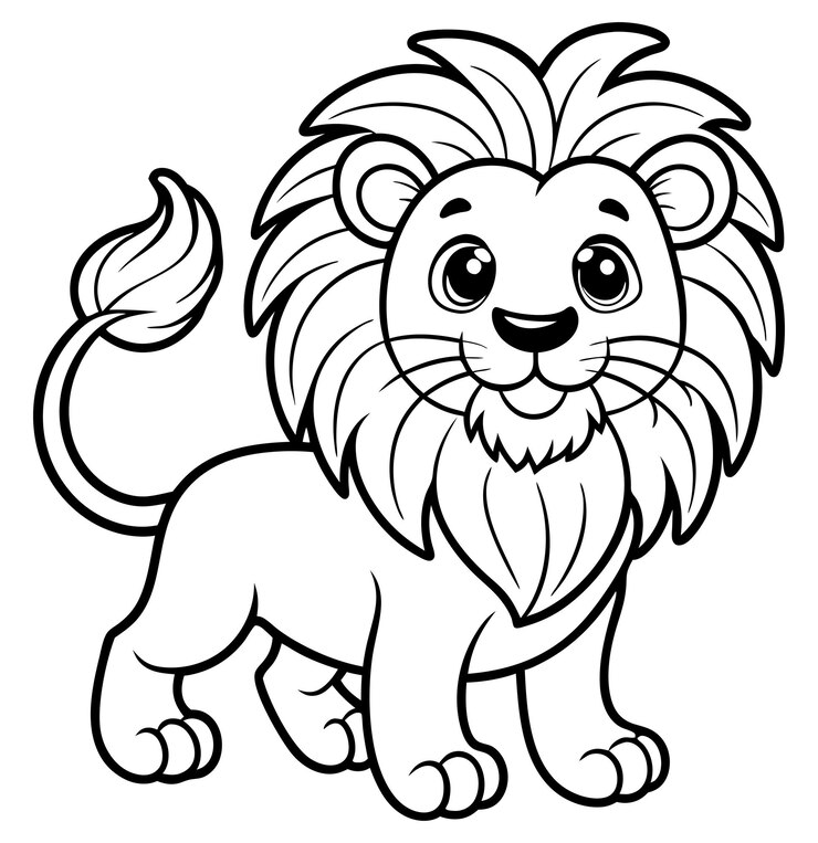 Vector cute lion coloring page