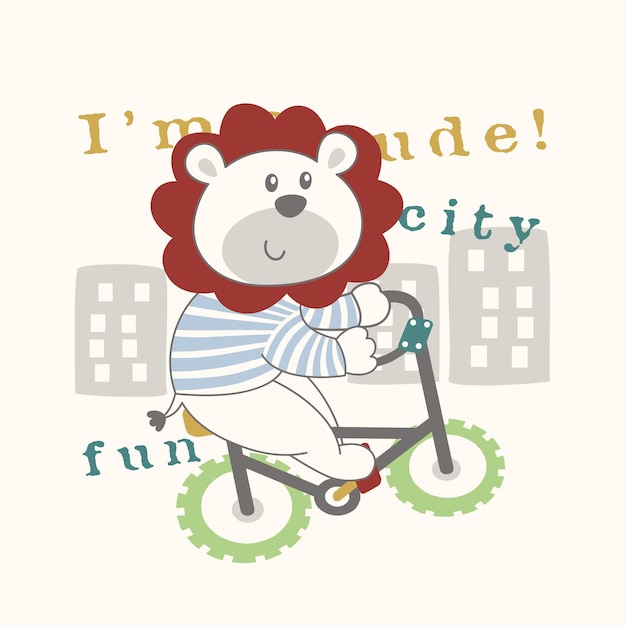 Cute lion cycling