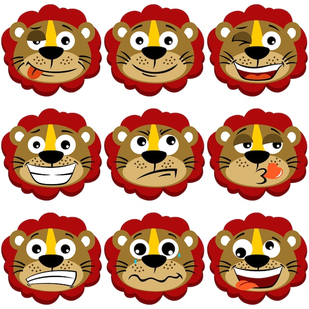 Vector cute lion face expression