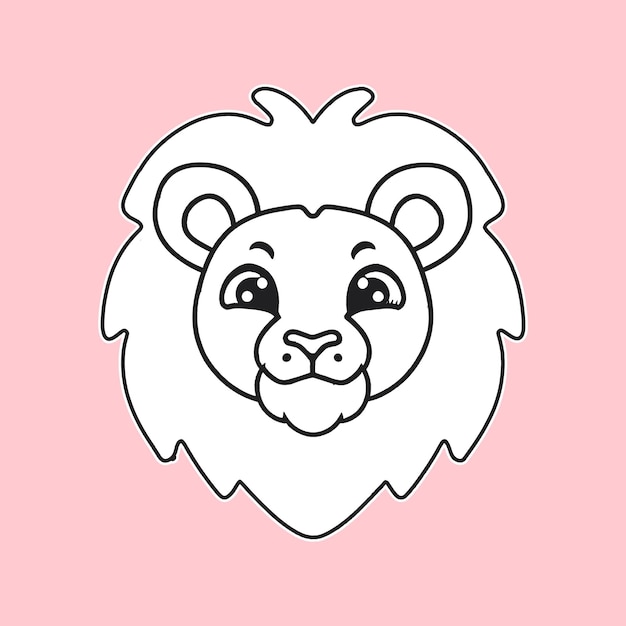 Vector cute lion face line art vector