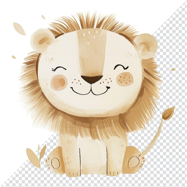 Cute lion hand drawn animals for childrens book