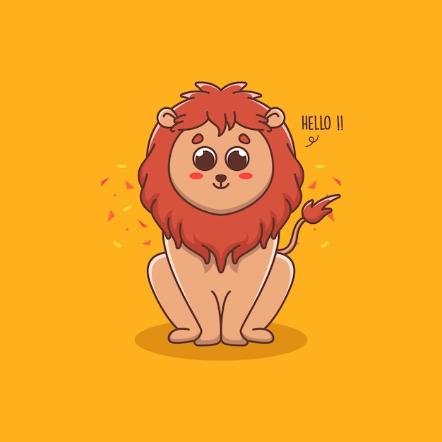 Cute lion illustration in flat design