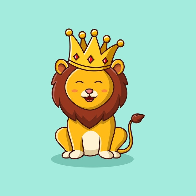 Cute lion king cartoon character Vector illustration