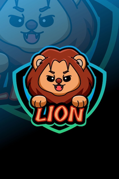 Cute lion logo e sport illustration