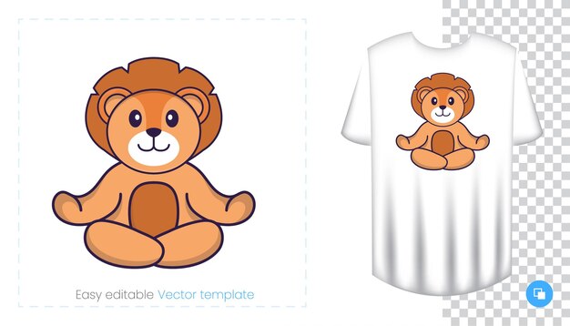 Cute lion mascot character. Can be used for stickers, patches, textiles, paper.