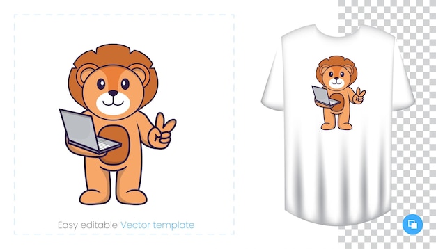 Cute lion mascot character. can be used for stickers, patches, textiles, paper.