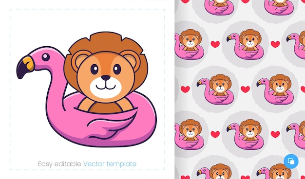 Cute lion mascot character. Can be used for stickers, patches, textiles, paper.