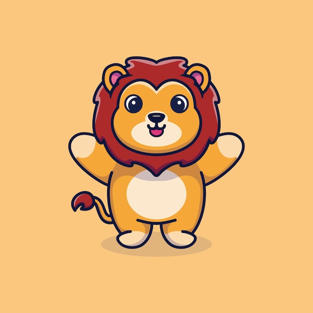 Cute lion mascot illustration cartoon premium vector