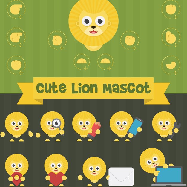 Kit di mascotte cute lion