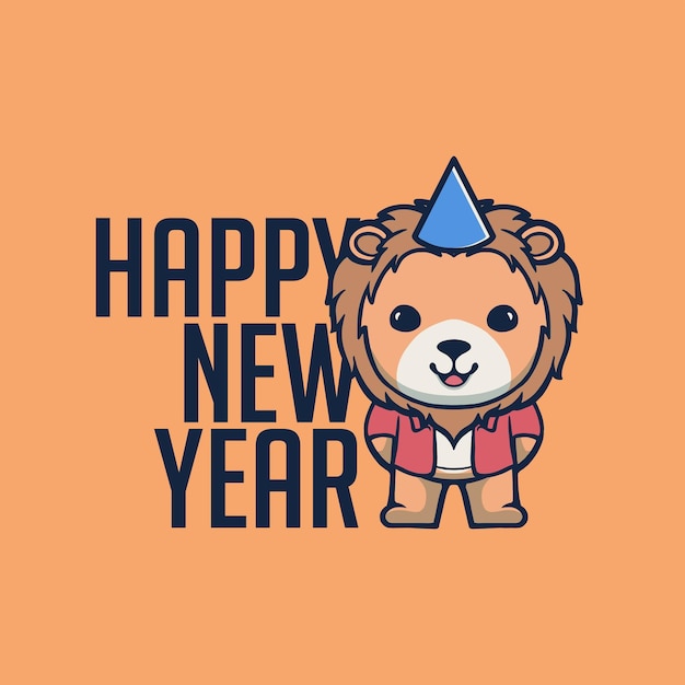 CUTE LION NEW YEAR VECTOR