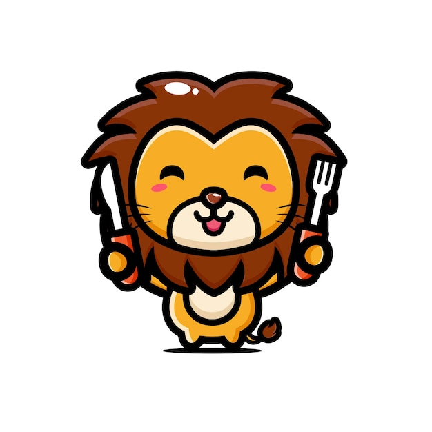 食べる準備ができているかわいいライオン