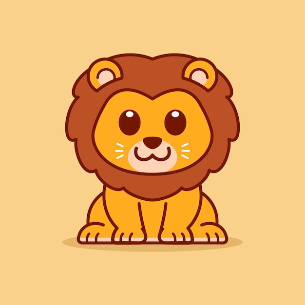 Cute Lion Sitting Down Illustration