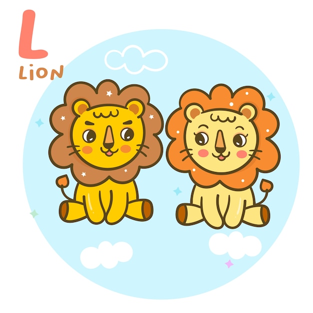 Cute lion vector alphabet