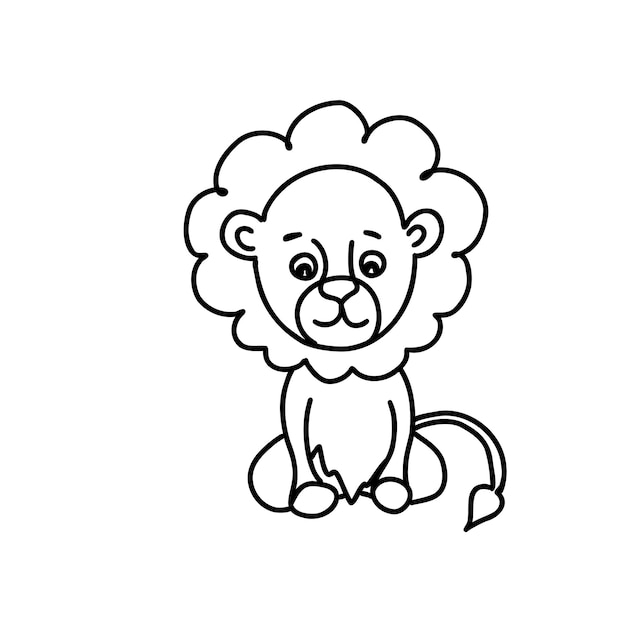 Vector cute lion vector illustration animal doodle icon isolated