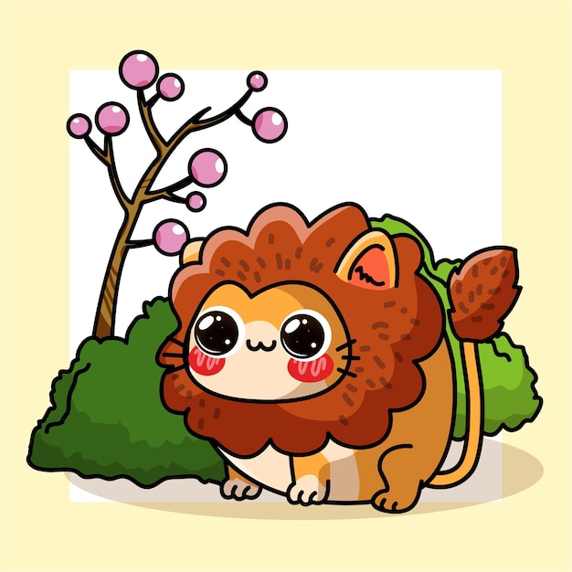 Vector cute lion vector illustration