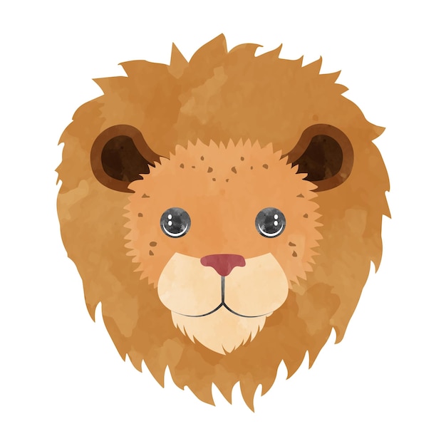 Cute lion watercolor illustration