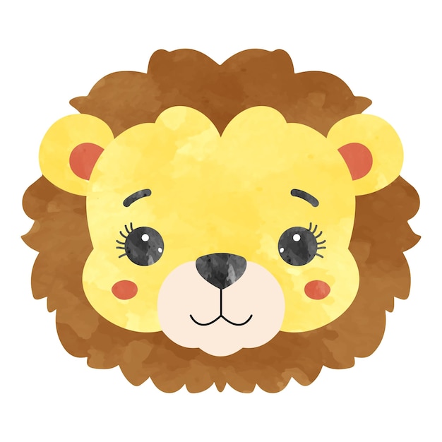 Cute lion watercolor illustration