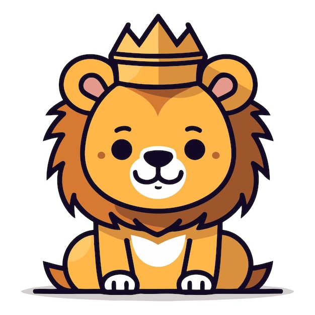 Vector cute lion with crown of a cartoon lion