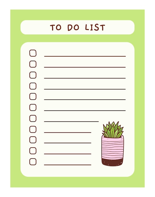 Cute to do list template with floral element Funny design of daily planner schedule or checklist