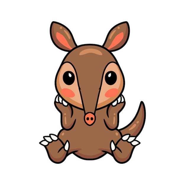 Vector cute little aardvark cartoon sitting