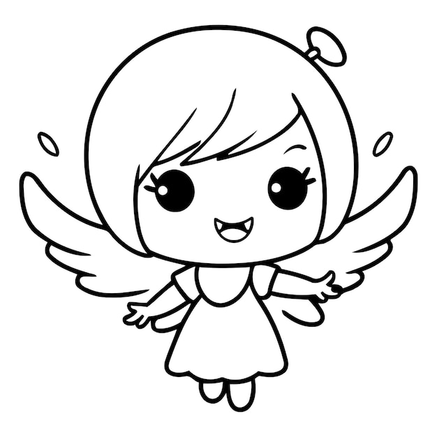 Cute little angel girl cartoon vector illustration Cute little angel girl vector illustration