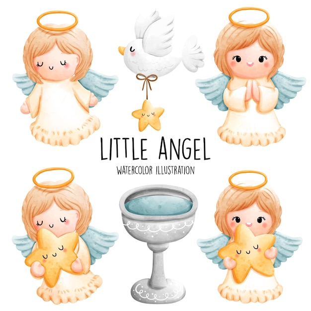Симпатичная маленькая ангельская векторная иллюстрация