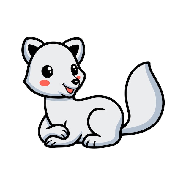 Cute little arctic fox cartoon lying down