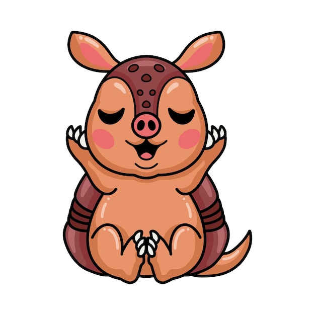 Vector cute little armadillo cartoon sitting