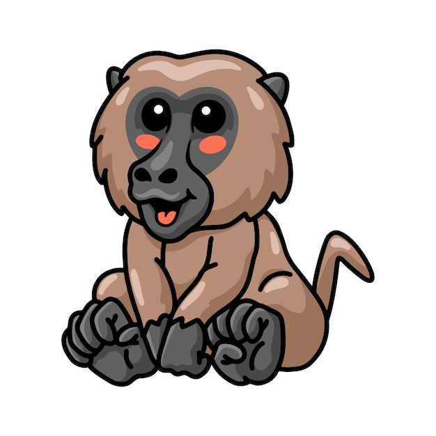Мультфильм милый маленький бабуин обезьяна
