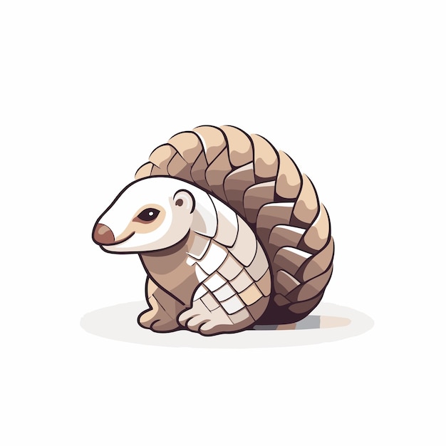 Cute little baby anteater isolated on white background Vector illustration