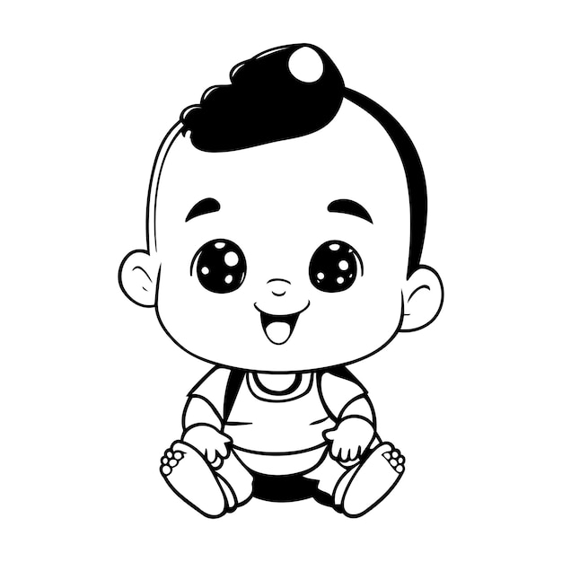 Vector cute little baby boy character vector illustration designicon vector illustration design