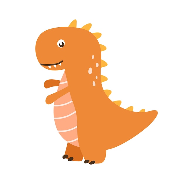 Vector cute little baby dinosaur trex vector colorful illustration isolated on white background for kids