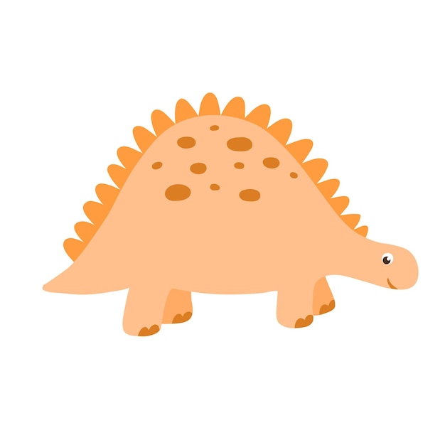 Милый маленький динозавр Вектор красочная иллюстрация изолирована на белом фоне для детей