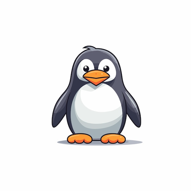 Cute little baby penguin cartoon illustration isolated on white Animal character for kids