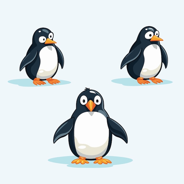 Vector cute little baby penguin cartoon illustration isolated on white animal character for kids